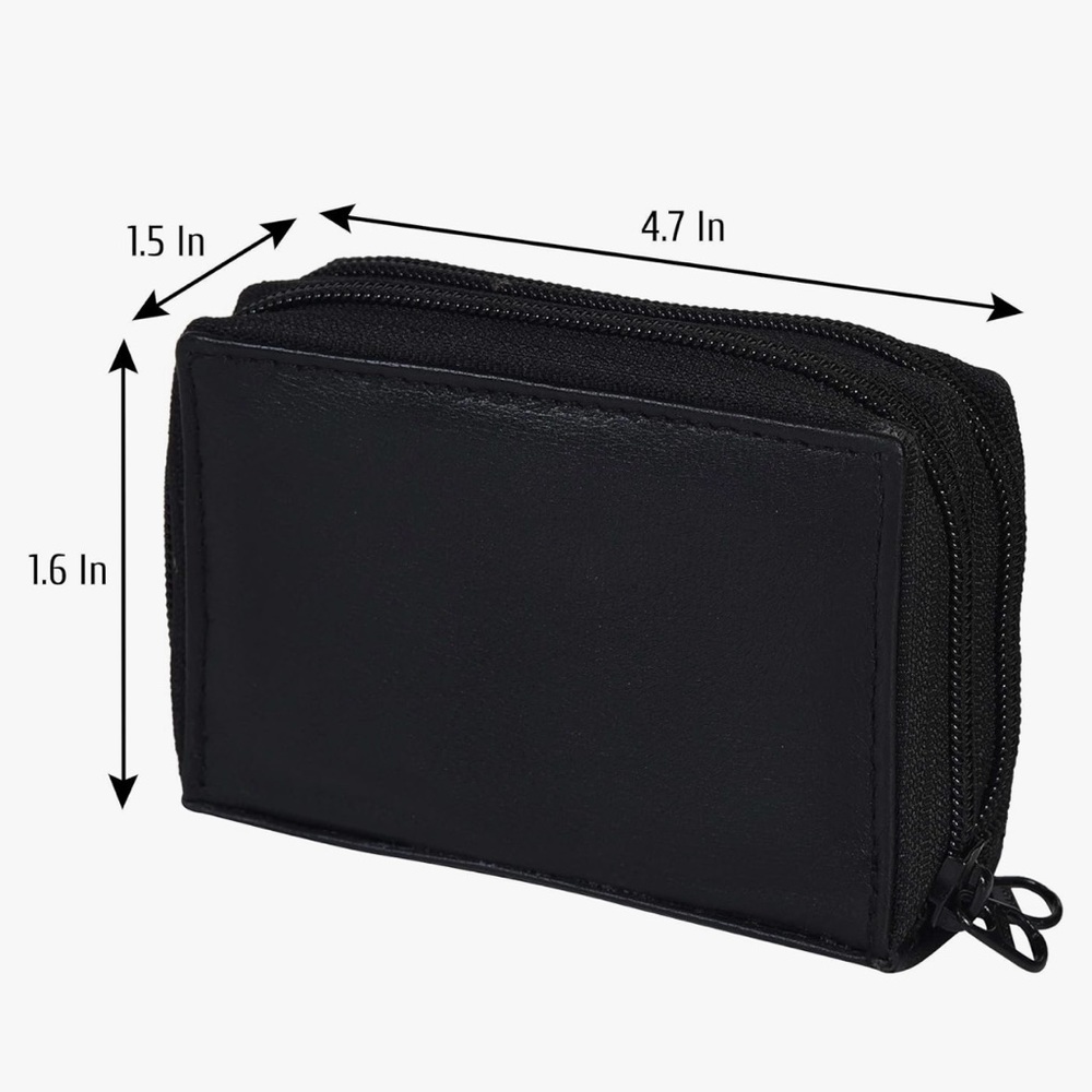 Leather Wallet Indexer Safe Keeper Lock Identity Shield RFID Black White NWT - Picture 4 of 7